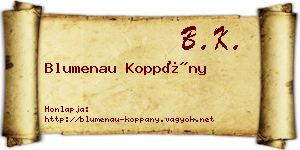 Blumenau Koppány névjegykártya